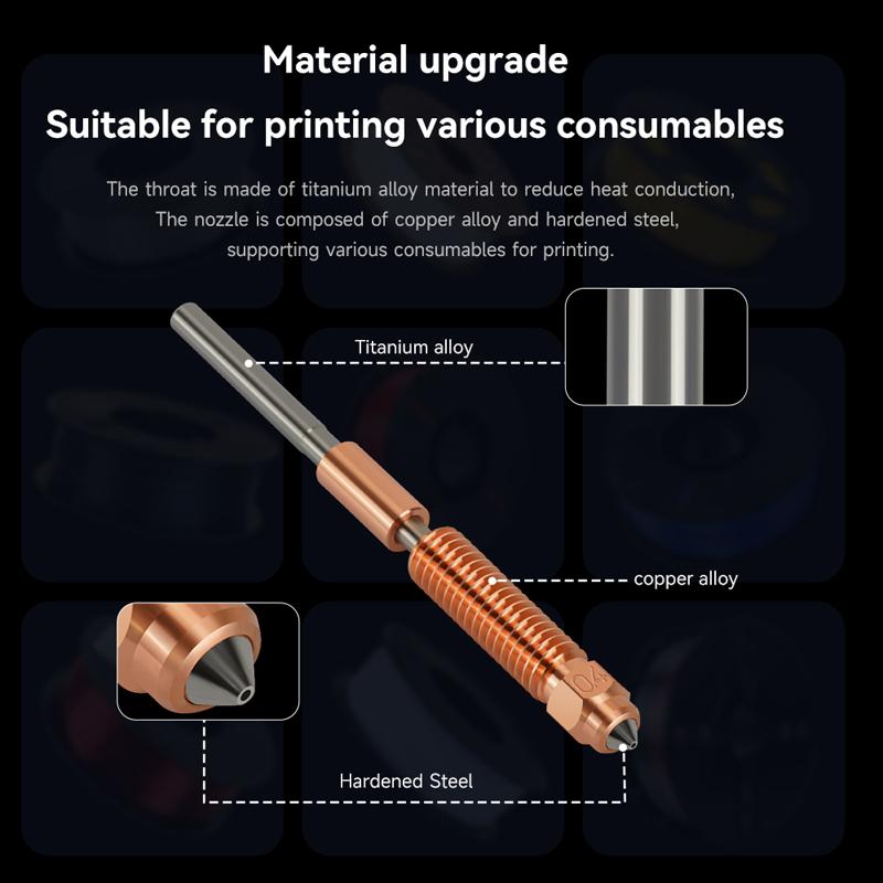For Creality K1 K1C K1 Max Ender 3 V3 Plus Hardened Steel Nozzle 0.2-0.8mm Multi Options Printing Smooth and Fast For K1C