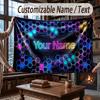 Abstract Geometric Theme Throw Blanket Custom Name Text Personalized Blanket Soft Cozy Blanket for Home Sofa Bed
