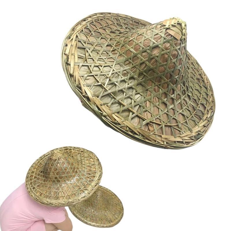 Bamboo Hat Asian Hat Chinese Hat Conical Hat Rice Farmer Hats HandWoven Adult Travel Straw Hat Coolies Hat