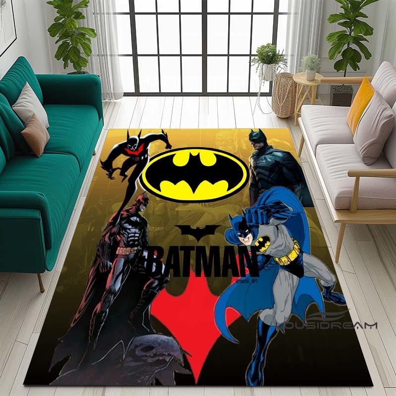 Cartoon Classic: Batman Area Rug — Batman Logo Accent Rug for Living Rooms & Kids' Bedrooms — Comfortable, Non-Slip, and Durable