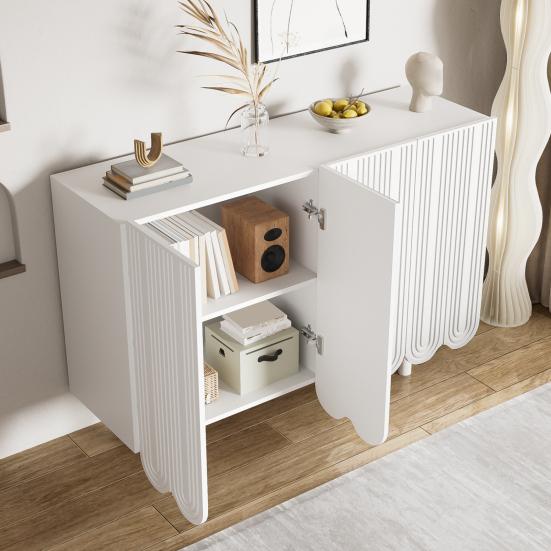 Cabinet Storage Spacious Countertop Stable Structure Minimalist Style Strong Load-bearing with Shelf Heavy Duty Freestanding Sideboard Hutch