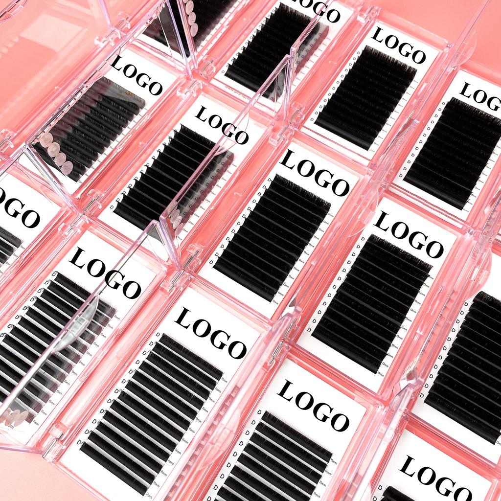 Handmade Volume Silk Mink Eyelash Extension Lash Extension Extensions Support Customized Logo