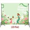 Sweet Mother's Day Tapestry, Soft Green Background with Mom and Daughter Playing Among Flowers, Warm and Loving Wall Art