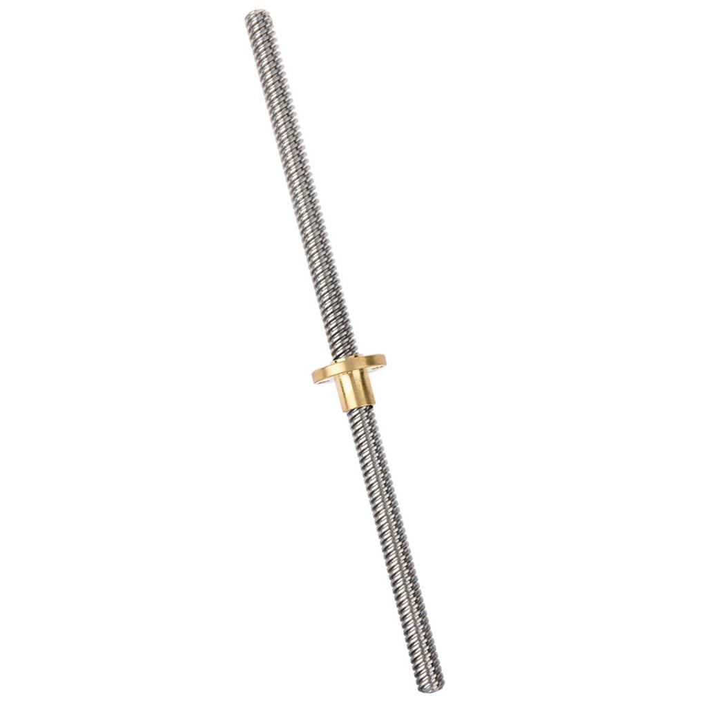 T8 8mm Trapezoidal Stainless Steel Threaded Rod  Screw & Brass Nut for 3D Printer 100mm