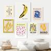 Solid Wood Frame Modern Matisse Warhol Miro Abstract Wall Art Poster Print Cartoon Banana Mural Canvas Painting Kids Bed Room Home Decoration