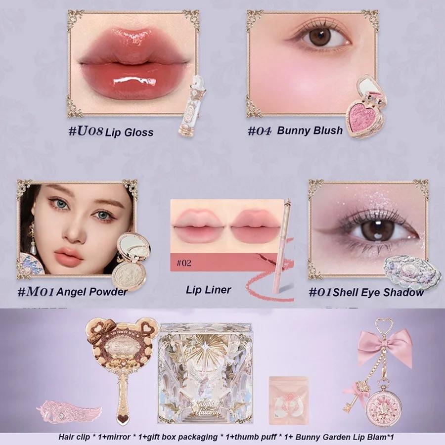 Flower Knows Strawberry Cupid Box Collection Make Up Sets Cosmetics Full Set Palette Pressed Powder Blush Lipstick Gift Box