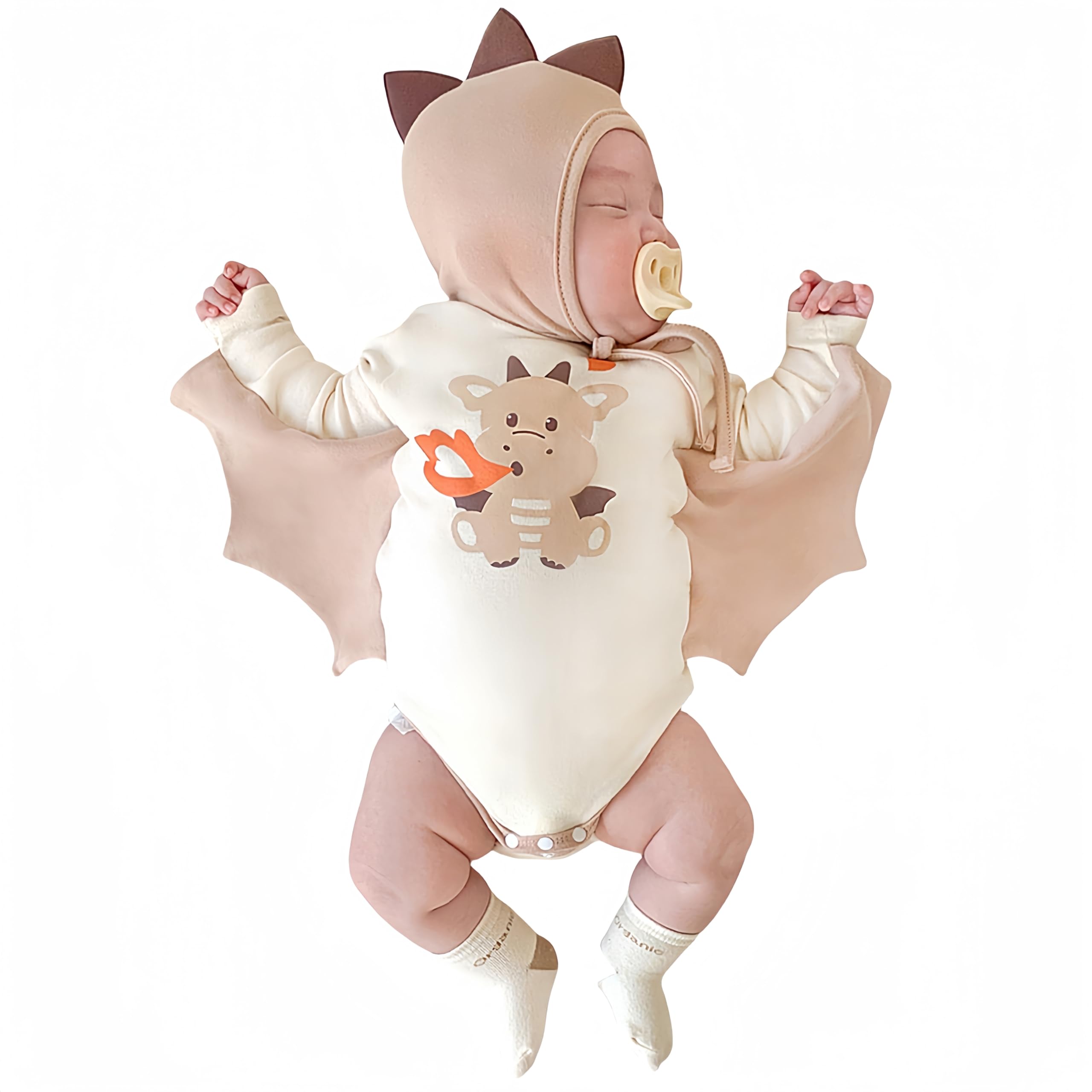 

VNGOLERRY Dinosaur Baby Long Halloween Sleeping Baby Baby Sizes 90cm Romper, Romper, Coverall, Cute, Sleeve, Costume, Hooded, Art, Clothes, Kigurumi, бежевый