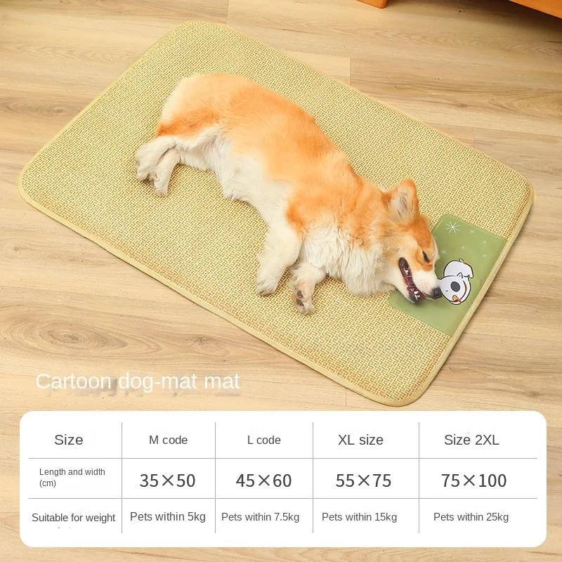 

Коврик из ротанга для собак и кошек, одеяло из ротанга, тканый моющийся дышащий коврик для кровати, маленький, средний, большой охлаждающий влагостойкий коврик для собак, летний M