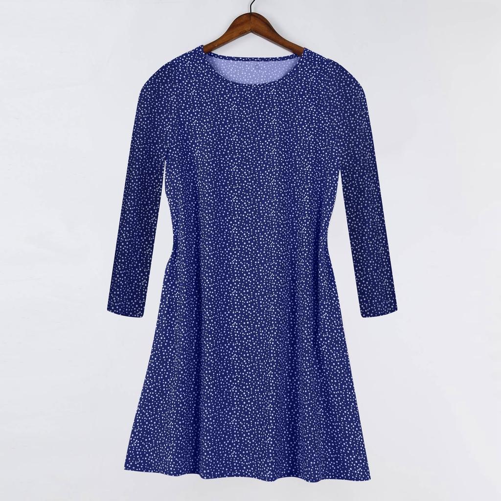 Long Sleeve Dress For Women Casual Loose Fit Summer Sundress Floral Print Dress With Pockets