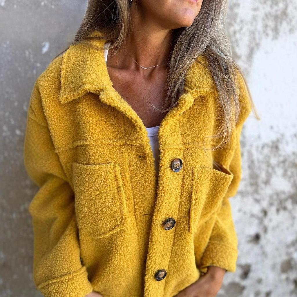 Damen Vintage Lässig Karomuster Herbst Winter Langarm POLO Kragen Jacken & Mäntel