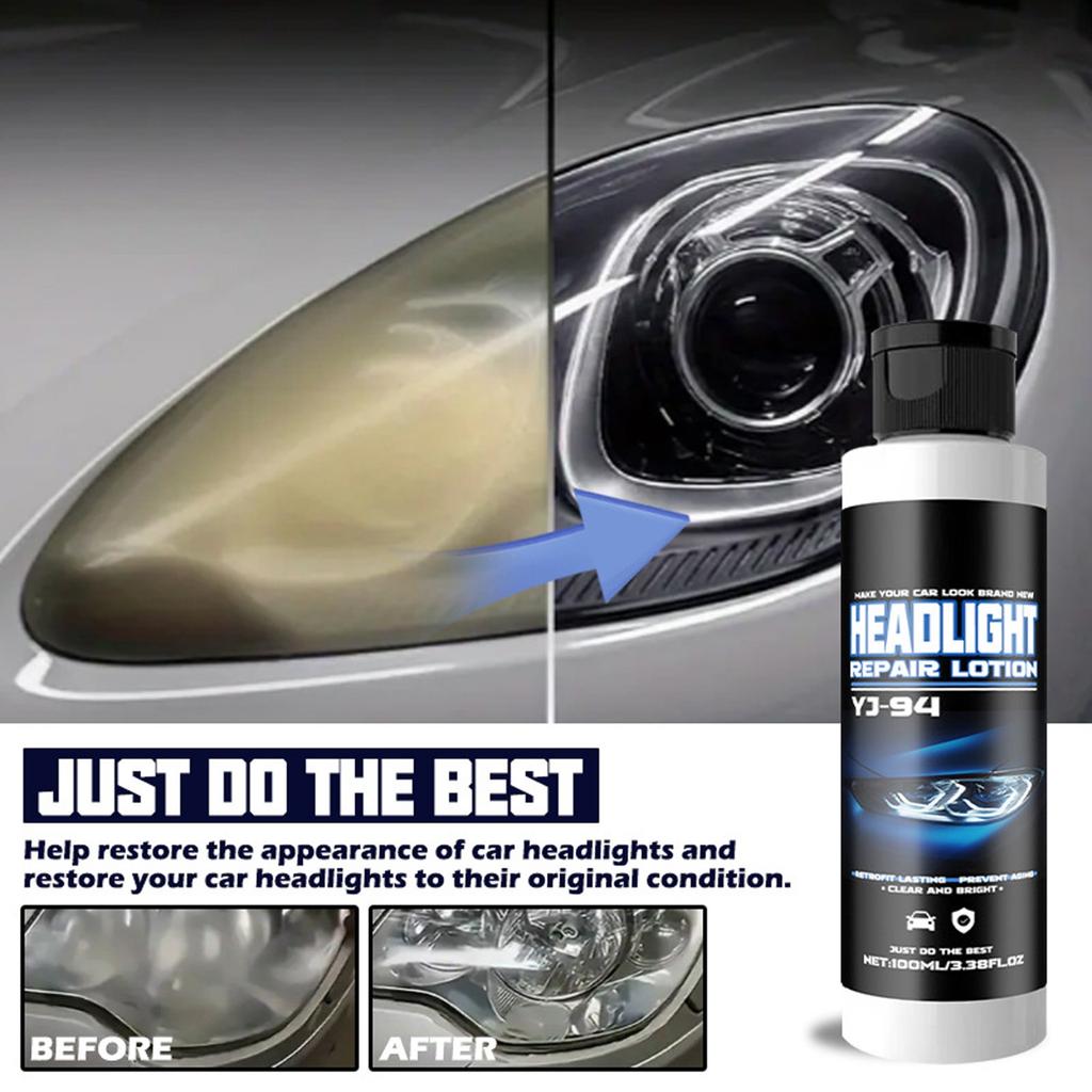 Car Headlight Refurbishment Lotion, Headlight Fluid, Car Refurbishment Tool, No Polishing Cleaning Paste 100ml