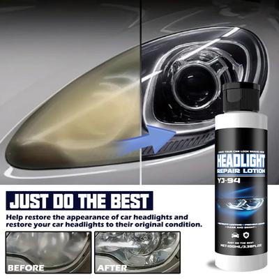 Car Headlight Refurbishment Lotion, Headlight Fluid, Car Refurbishment Tool, No Polishing Cleaning Paste 100ml