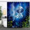 Coastal Marine Shower Curtain: Dolphin, Starfish, Seahorse, Seashell, Sea Turtle - Moisture-Proof, Mildew-Resistant, Waterproof, Beach Bathroom Décor