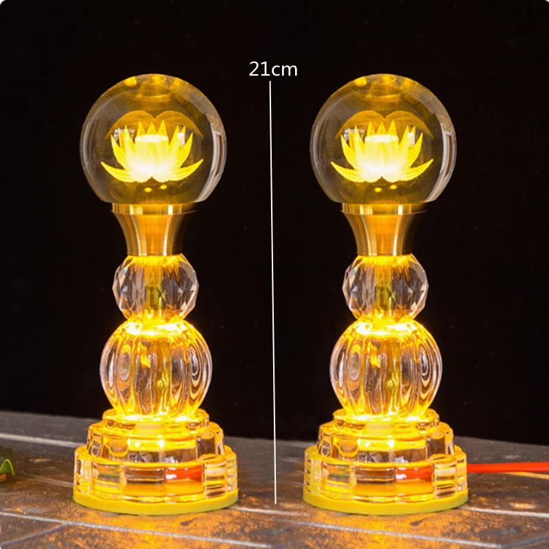 Colored LED Buddha Offering Lamp, Home Decoration, Temple, Prayer In Front of Buddha, Crystal Lotus Lamp, God of Wealth Lamp