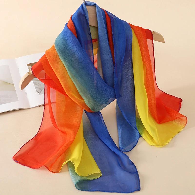 New Print Chiffon Scarf Shawl Women Sunscreen Silk Scarf Turban Long Wrap Beach Travel Outdoor Accessories Trendy Headband
