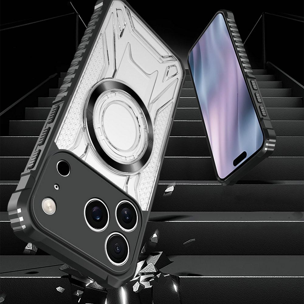For iPhone 17 Pro Max CD Magnetic Design Heavy Duty Hard HD Clear Back Cover,For iPhone 17 Air Rugger Armor Hard PC TPU Case