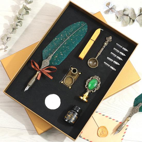 1 sada brků Sada pěkně vypadající smysluplná nerezová ocel hladká psací pera s inkoustem Sada psacích potřeb