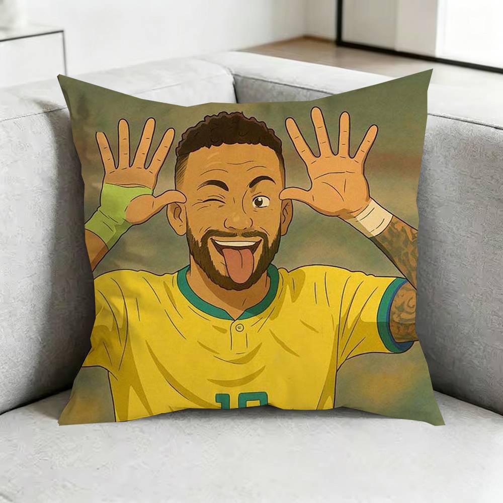 Cool NeymarR Football Cartoon Square DoubleSided printed Pillow Case Bedroom Bedside Pillow Sofa Cushion Cover Gift