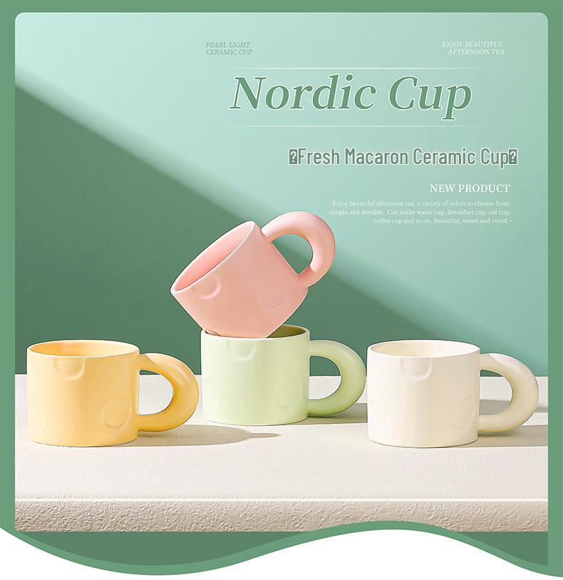 High-Value Ceramic Macaron Coffee Mug - Large Capacity Cup, Perfect Holiday Gift for Couples