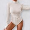 Women's Long Sleeve High Neck Bodysuit Fall Slim Fit Ribbed Knit Sweater Tops Sexy Bodycon Stretchy Basic Bodysuit