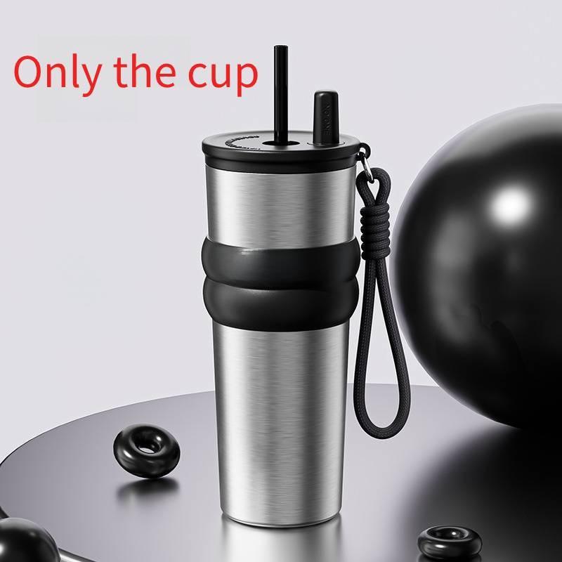 

Insulated Travel Mug With Straw For Office And Outdoors 710ml Stainless Steel Keeps Drinks Hot Black Silver