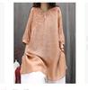 Camicia Ricamata Retro Primavera/Estate Larga Letteraria Casual di Media Lunghezza Top da Donna