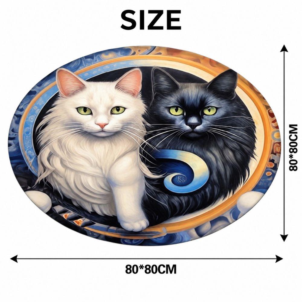 Non-Slip Mandala Area Rug Moon Star Print Cat Shaped Carpet Sofa Coffee Table Decor