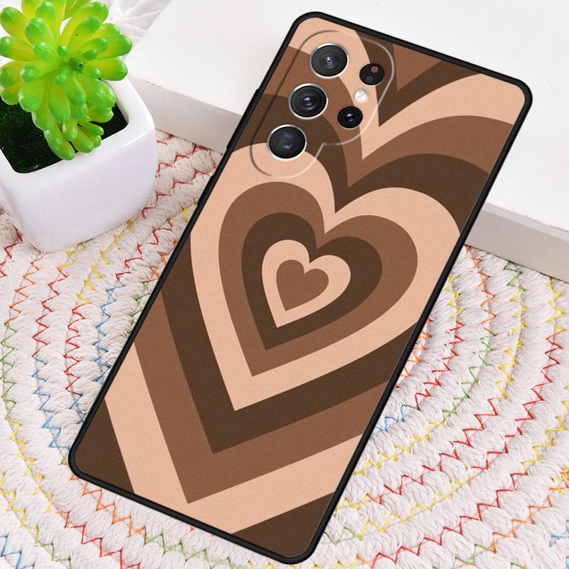 Latte Love Brown Heart Aesthetic soft Phone Case For Samsung Galaxy note 10 pro S26 S25 S24 S23 S22 S21 Plus Ultra Cover