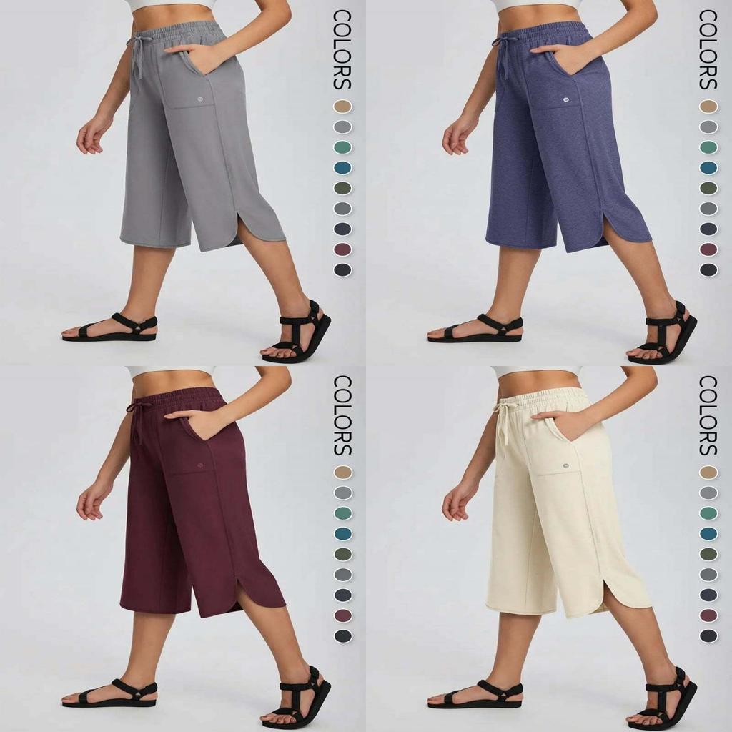 Summer Women Loose Fit Wide Leg Pants With Pockets For Casual Daily Wear