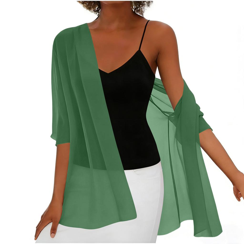 Women's Chiffon Short Cardigan Lightweight Open Front Cover Up Sun Protection Shawl Casual Outerwear