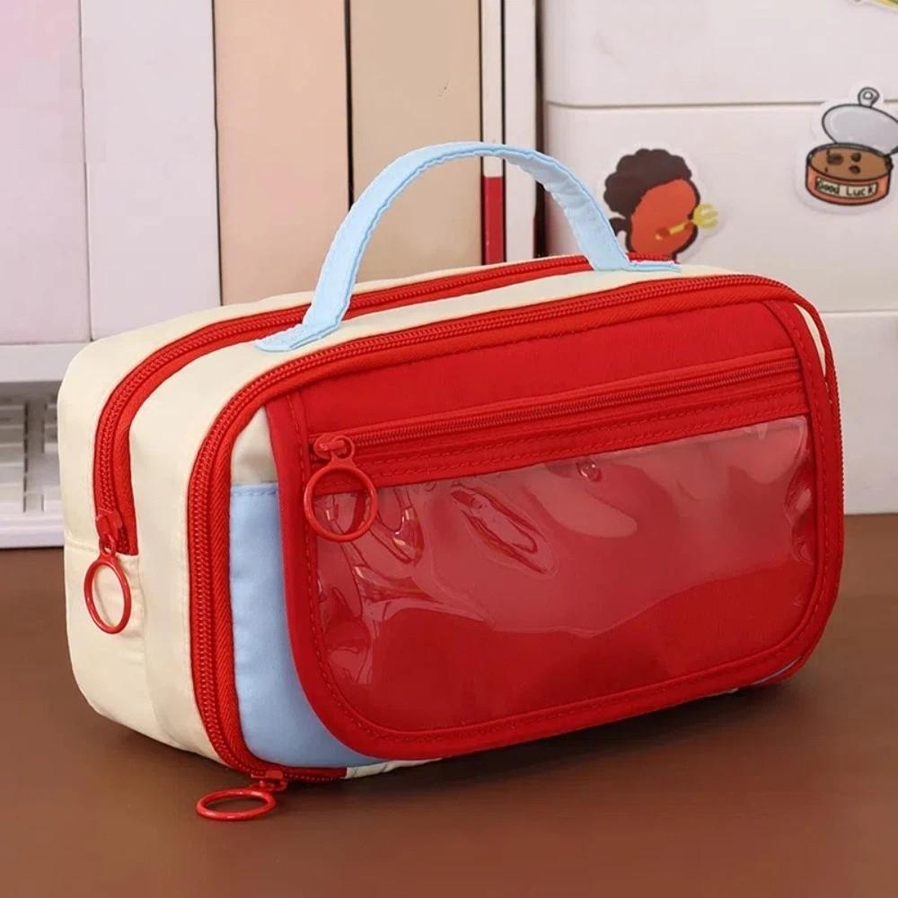 Large Capacity Canvas Pencil Case Zipper Stationery Storage Bag Creative Pencil Bag Student