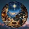 2D Metal Wall Art Vintage Nativity Scene 8 Inch Round Sign Easter Gift Shepherd Bar Decor