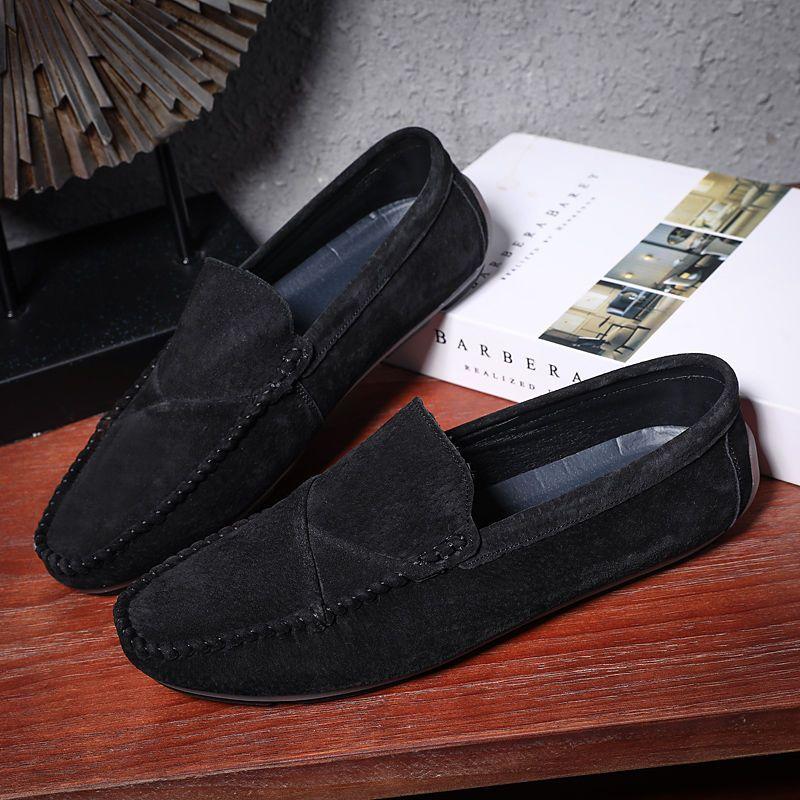Man Casual Shoe Loafers Flat Suede Round Toe Leather Shoes for Men Adults Summer Sale Designer Comfortable Cowhide Slip-on Pu