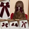 Retro Imitation Pearl Velvet Bow Hair Clip for Women Elegant Back-of-the-Head Hairpin for Banquets And Parties