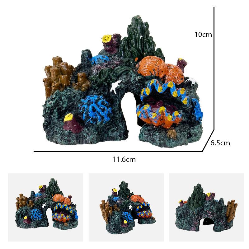 Aquarium Rockery Aquatic Caves Multifunctional Landscape Bridge Ornament Fish Tank Decoration for Table Desktop Decorative