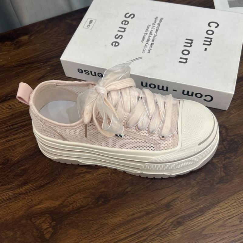 Summer New Thick-soled Heightening Mesh Breathable Casual Shoes Women's Versatile Sports Little White Shoes Board Shoes Women