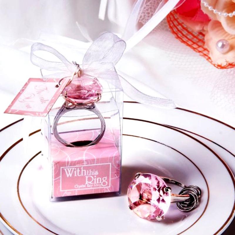 Fashion Accessories Small Gifts Party Favors Wedding Gifts Diamond Ring Shape Keychain Key Accessories Wedding Gifts for Guest