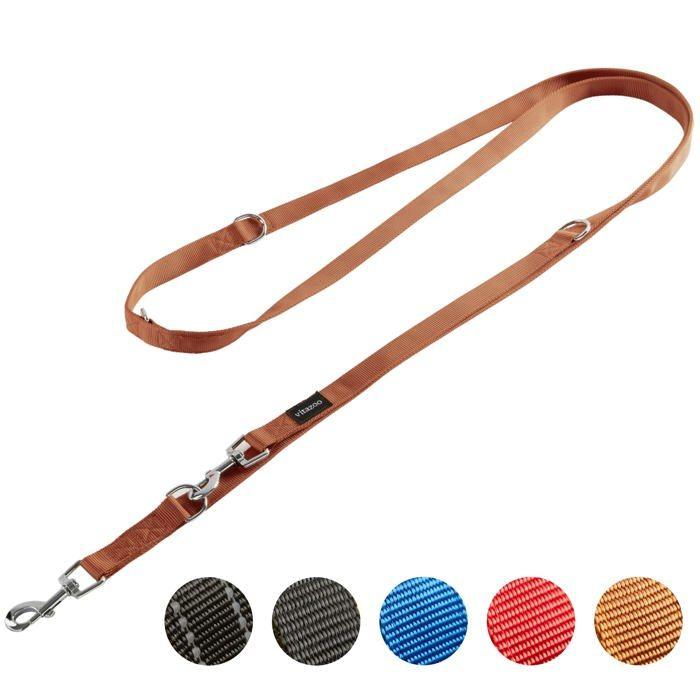 Laisse Pour Chien - VITAZOO - Modèle Accouple - Nylon Durable - Longueur Réglable - Poignée Ergonomique