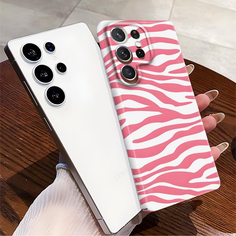 High-value pink and white stripes are suitable for Samsung Galaxys25 mobile phone case women's s22 + hot-selling s24 film