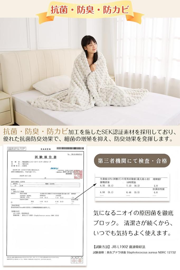 Electric Blanket, Perfect for Comforter or Bed Sheet, [Exquisite Fluffy Feel] Large Size (190 X 130 Cm), Rabbit Fur-Like Design, 8 Temperature Setting