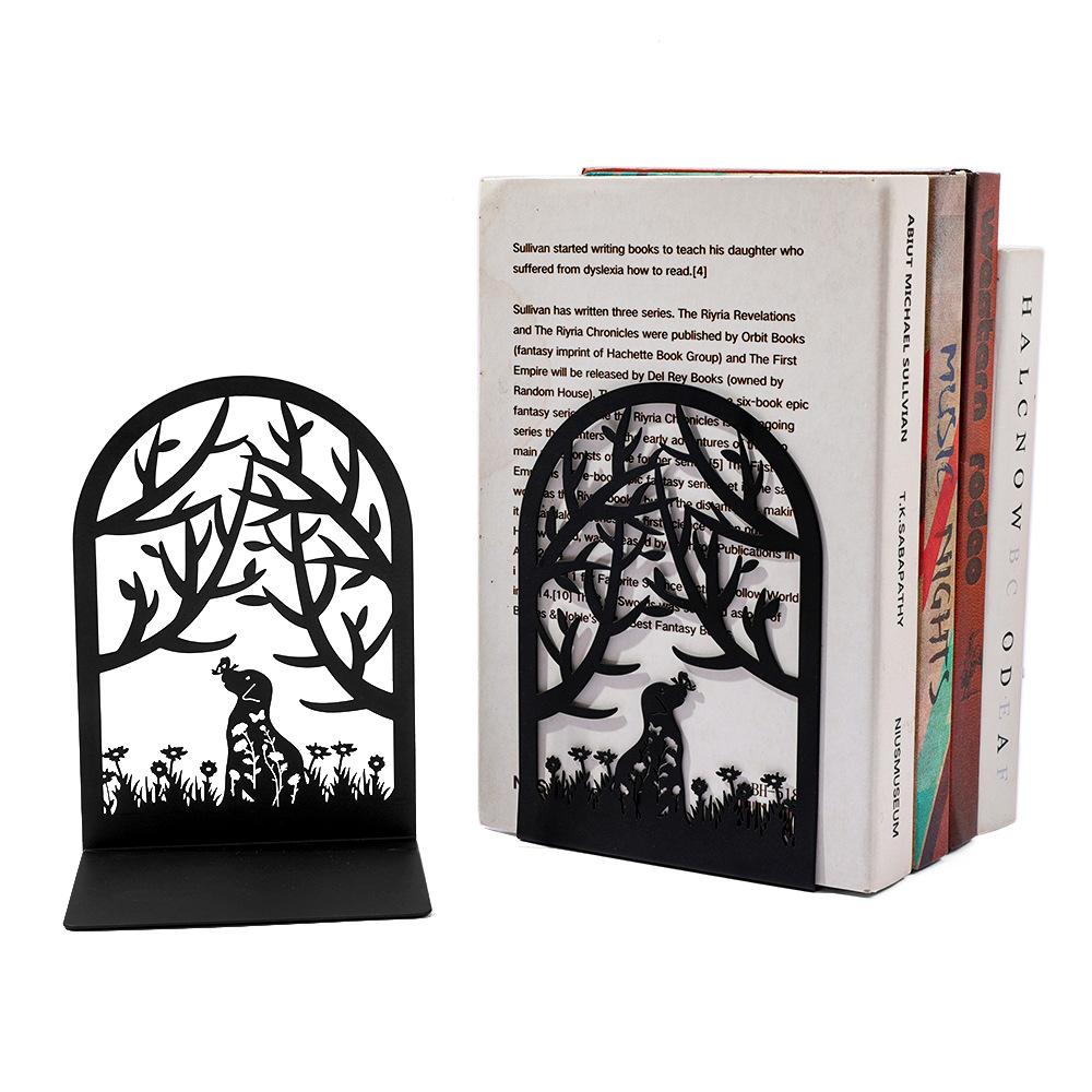 2Pcs Black Musical Notes Openwork Pattern Design Desktop Book Ends Office Desktop Home Bookends Gift For Book Loves Book Rack