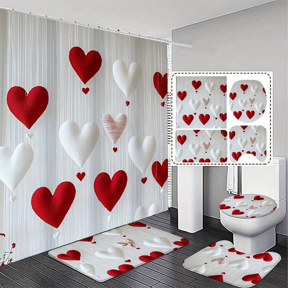 Dunkelblau Rose Schmetterling Muster Duschvorhang Set, Rutschfester Badezimmerteppich, Toiletten-U-förmiges Kissen, Toilettensitzbezug Kissen