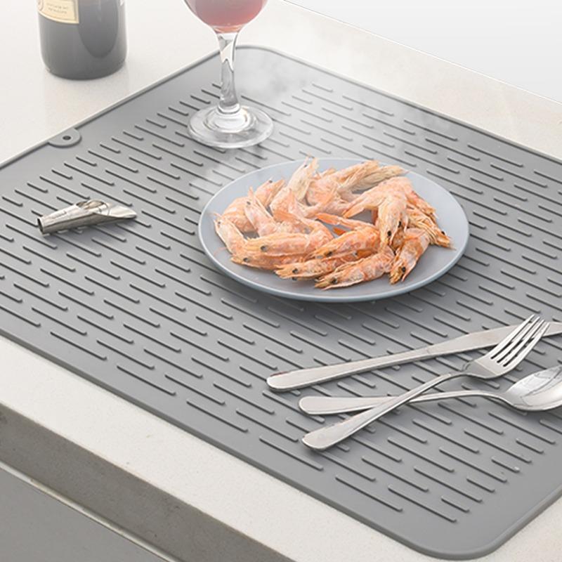 Kjøkken Silikon Bordbrikke Dreneringspute Sklisikker Lett å Rengjøre Isolert Bordbrikke Hjemmebord Multifunksjonell Skåldreneringsmatter Underlag