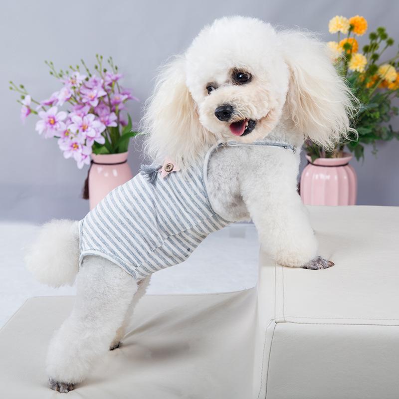 Striped Pet Physiological Overalls - Dog Menstrual and Sanitary Pants for Puppies