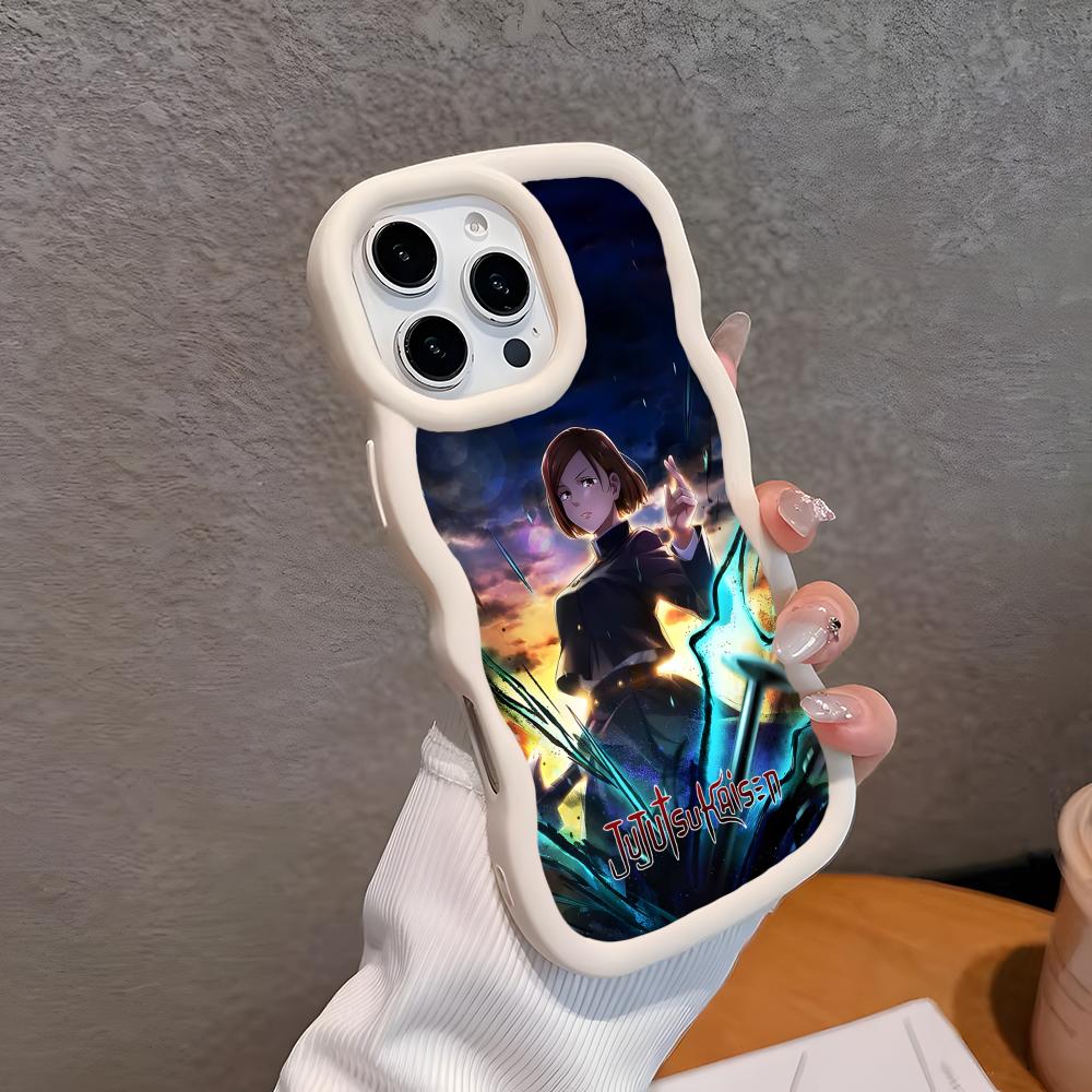 

Jujutsu Kaisen Nobara Mobile Phone Case for iPhone 17 16 15 14 13 12 11 Air Pro Max Plus Wavy Edge TPU Colorful Cover Cover iPhone 15