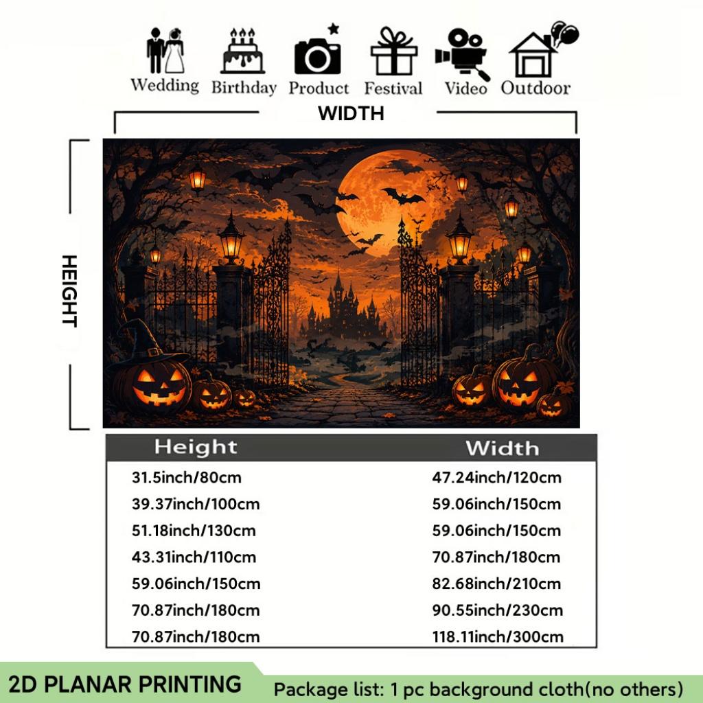1 piece of 2D flat banner Halloween night castle pumpkin bat lanternzyc
