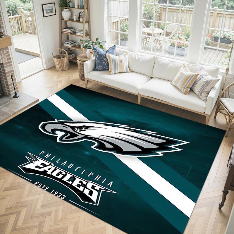 Philadelphia Eagles Design Kristall-Samt-Teppich Gemütlich Nicht?Rutschfester Teppich mit Aufdruck für Schlafzimmer Wohnzimmer Eingang