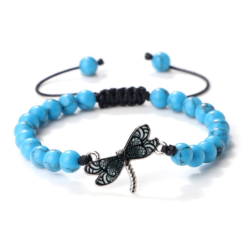 Dragonfly Water Touch Adjustable Blue Turquoise Beaded Bracelet