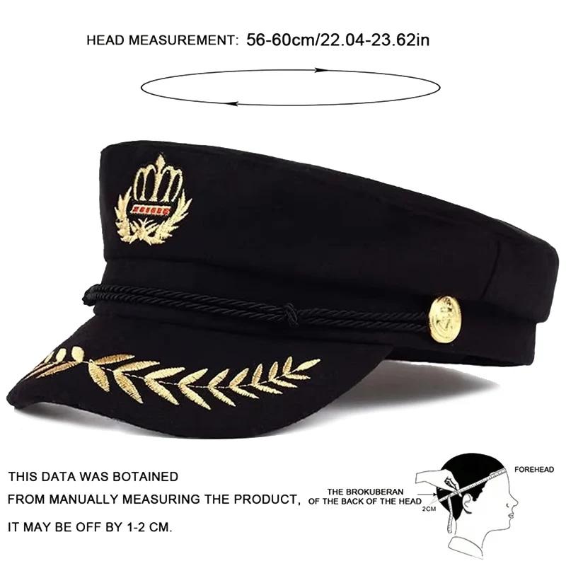 Cappello Autunnale Primaverile da Marinaio Blu Navy con Orecchie Corona di Grano Genere Neutro Donna Uomo Per Cappelli Uomo Tesa Piatta Berretti Militari da Capitano Berretti Berretto Nero Grande da Donna