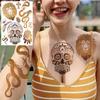 Golden Turtle Anchor Temporary Tattoo For Women Adult Realistic Compass Flower Fake Tattoo Sticker Washable Body Art Tatoo Decal